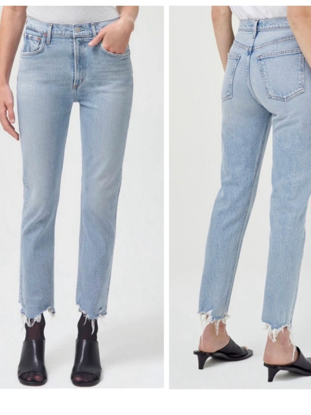 AGOLDE Merrel Jeans Size 26 High Rise Straight Leg Light Wash Raw Hem Denim